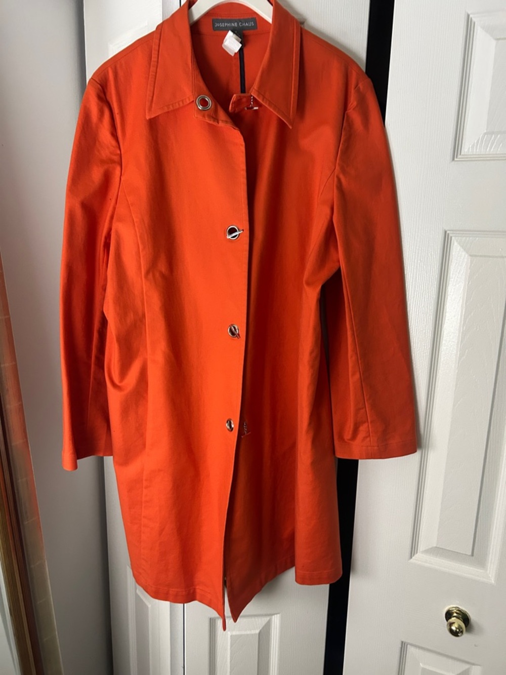 Josephine Chaus Bright Orange Single-Breasted Trench Coat